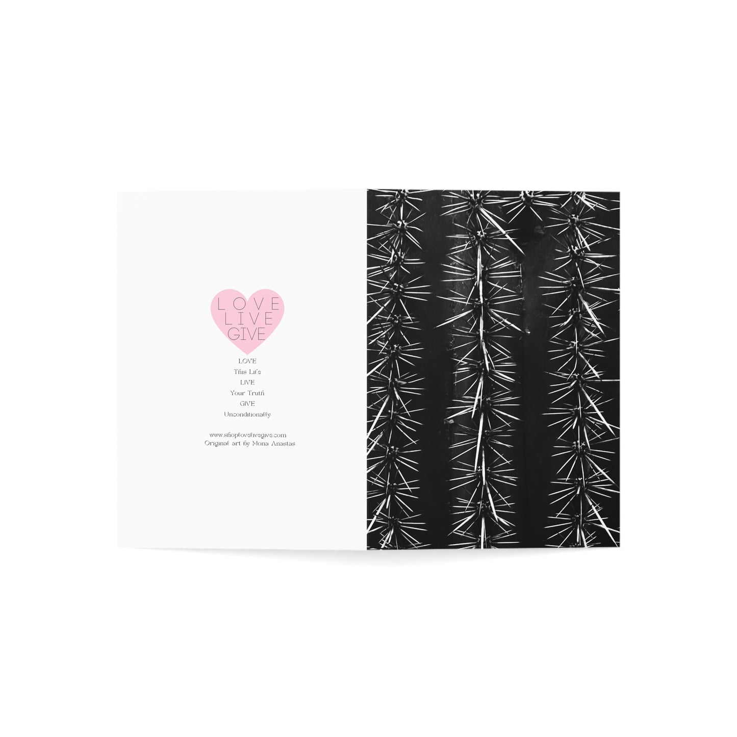 Spiked Cactus in Black & White Greeting Card (1pc or 10pc)