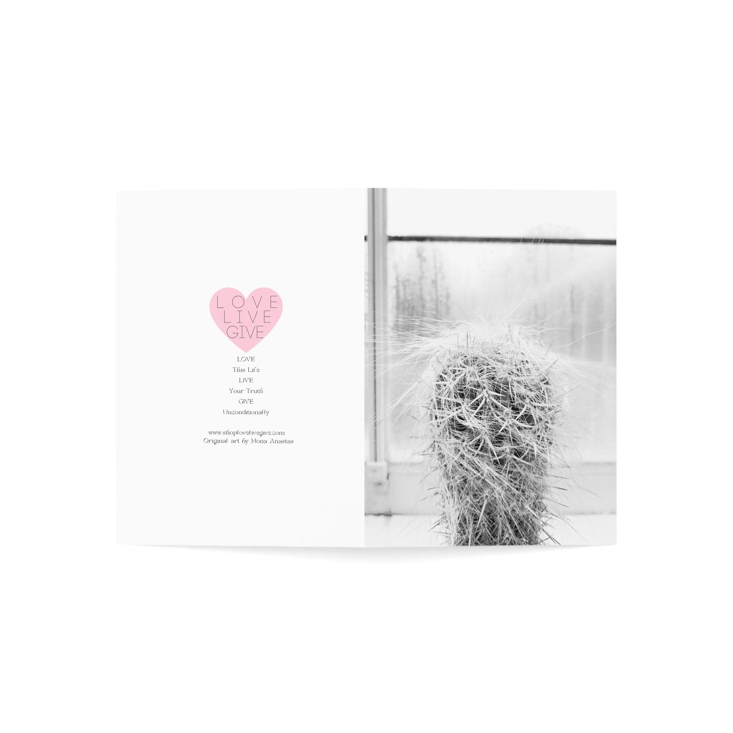 Hairy Cactus in Black & White Greeting Card (1pc or 10pc)