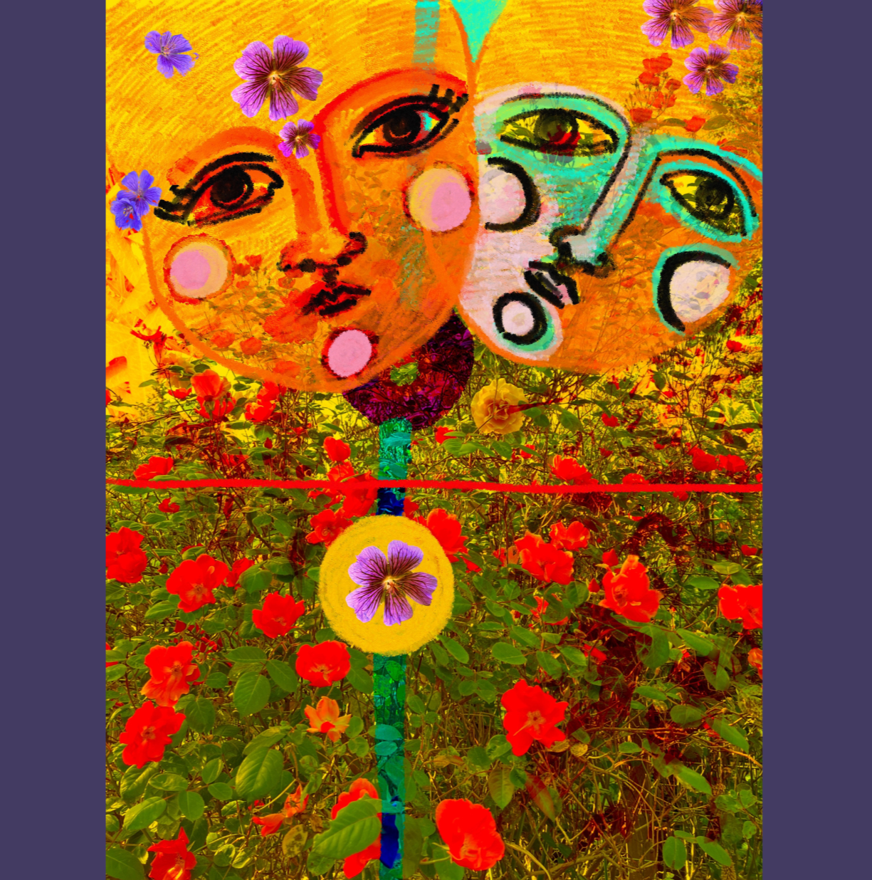 Climbing Rose Faces Journal 8.5" x 8.5" Blank Page Journal: Art by Mona Anastas