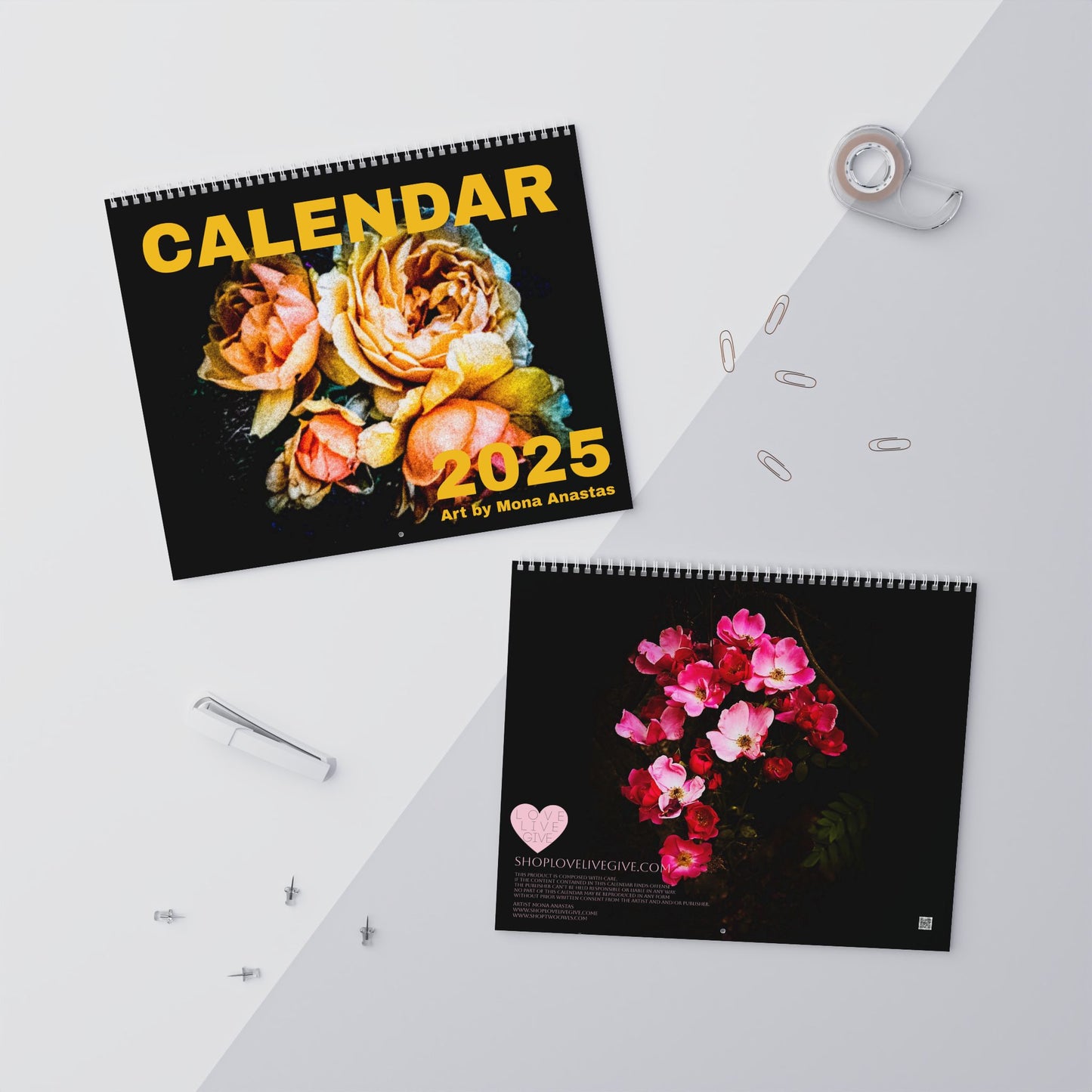 Flowers in Black Wall Calendars (2025)
