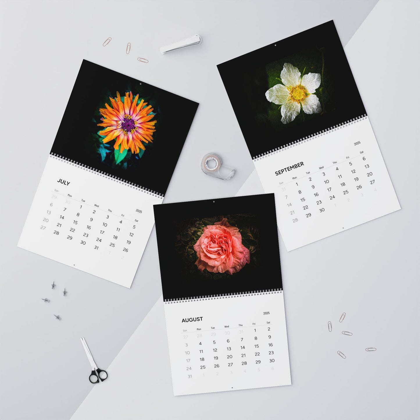 Flowers in Black Wall Calendars (2025)
