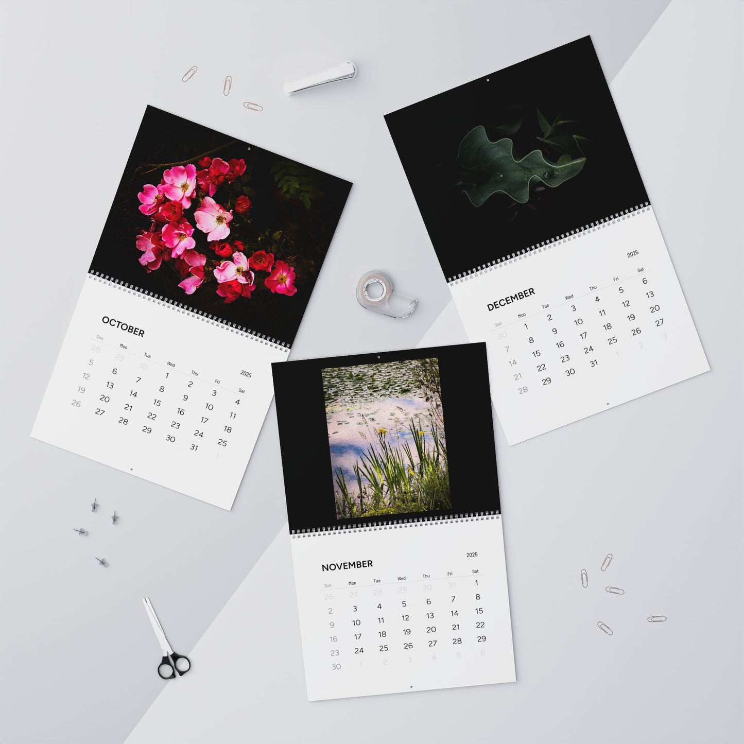 Flowers in Black Wall Calendars (2025)