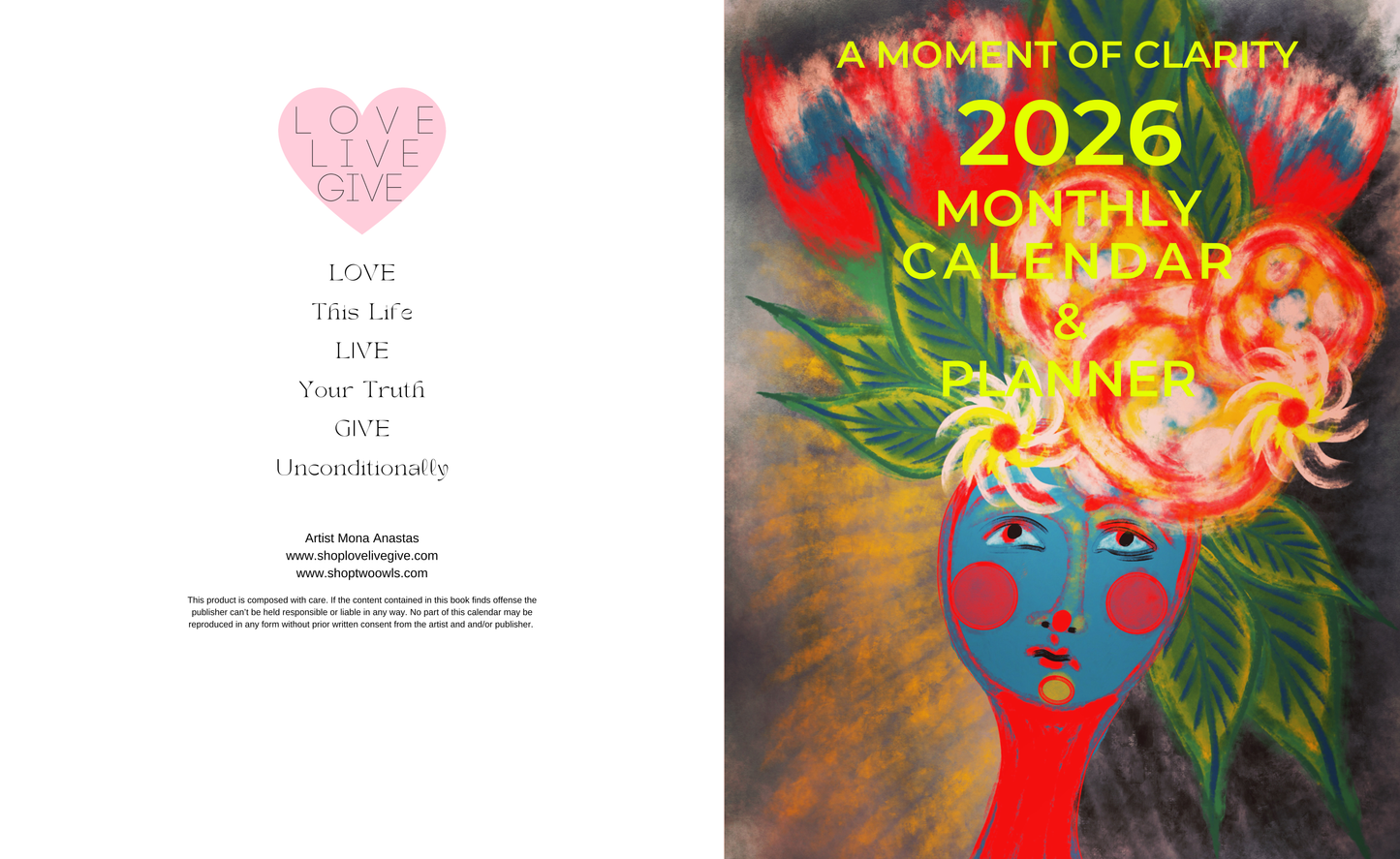 2026 A Moment of Clarity Desk Calendar and Planner - Art by Mona Anastas