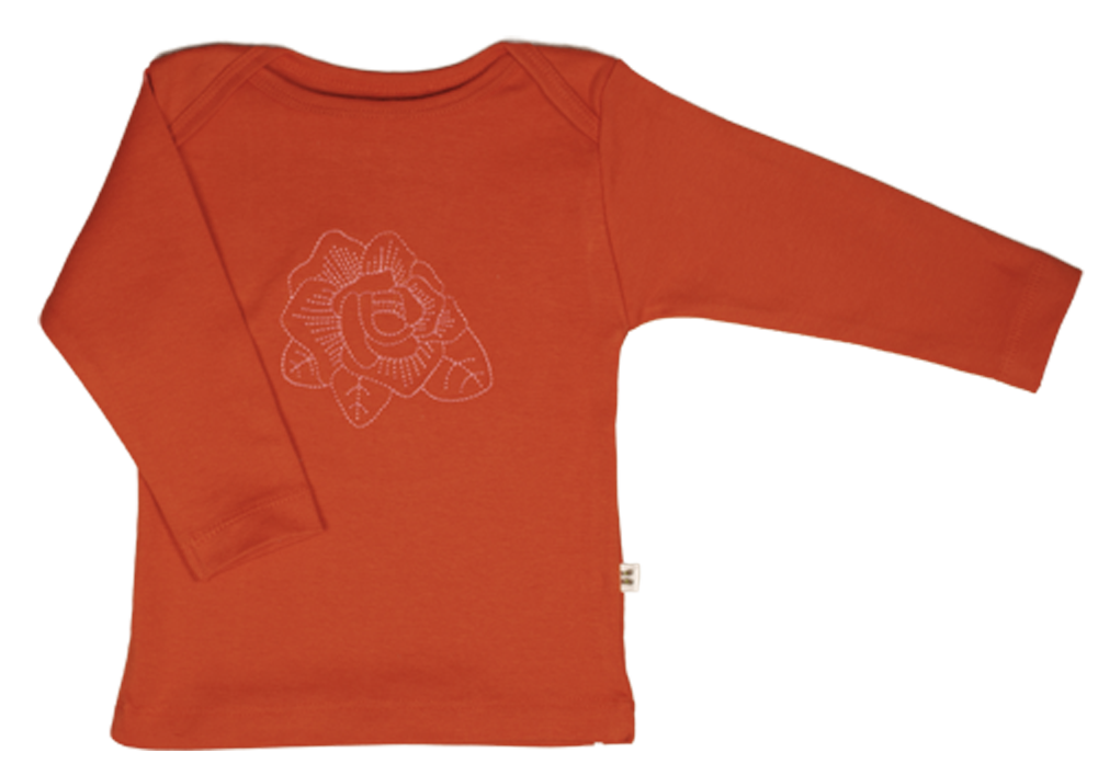 TwOOwls Orange/Pink Rose Long Sleeve Tee -100% organic cotton
