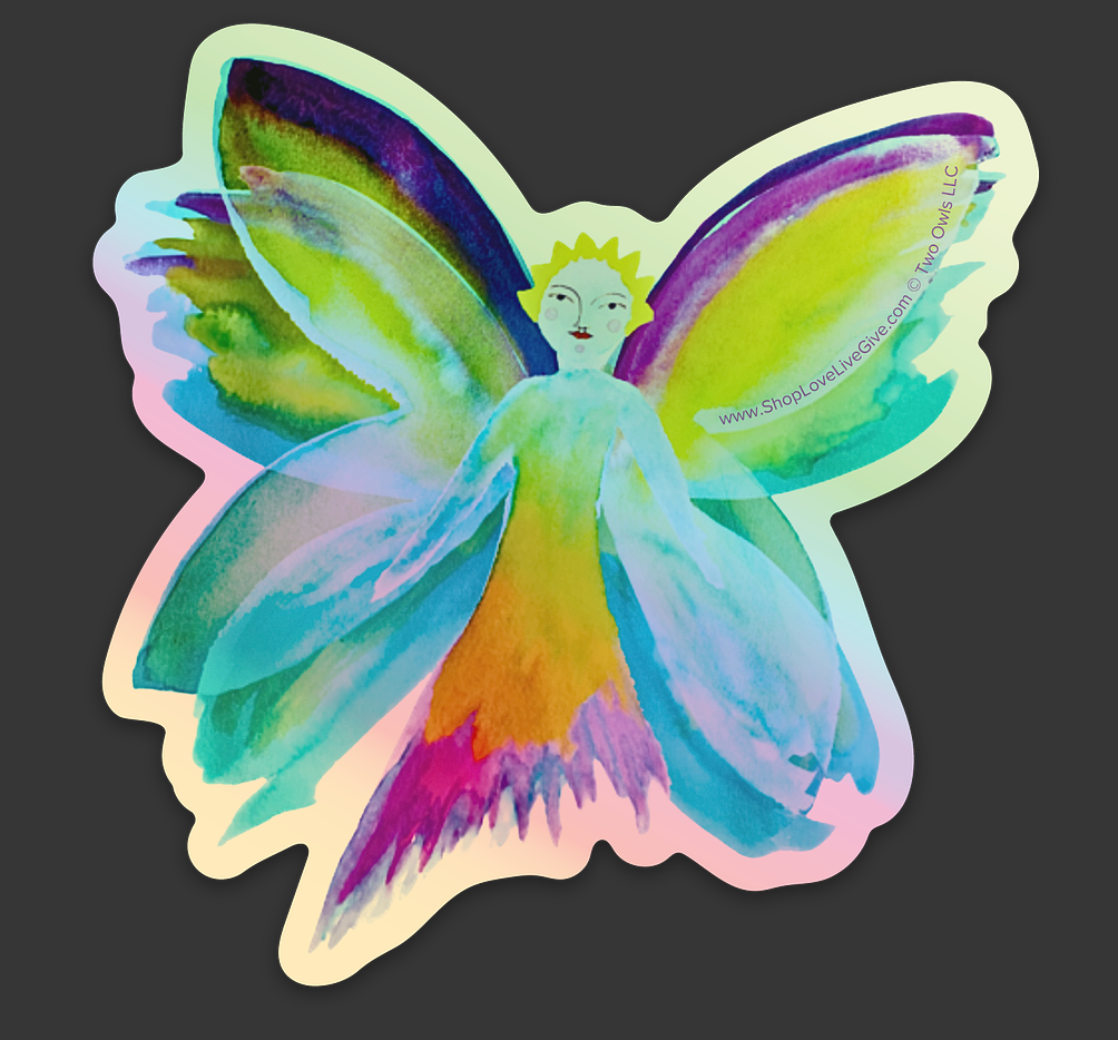 Little Flying Fairy in Blue Holographic Sticker
