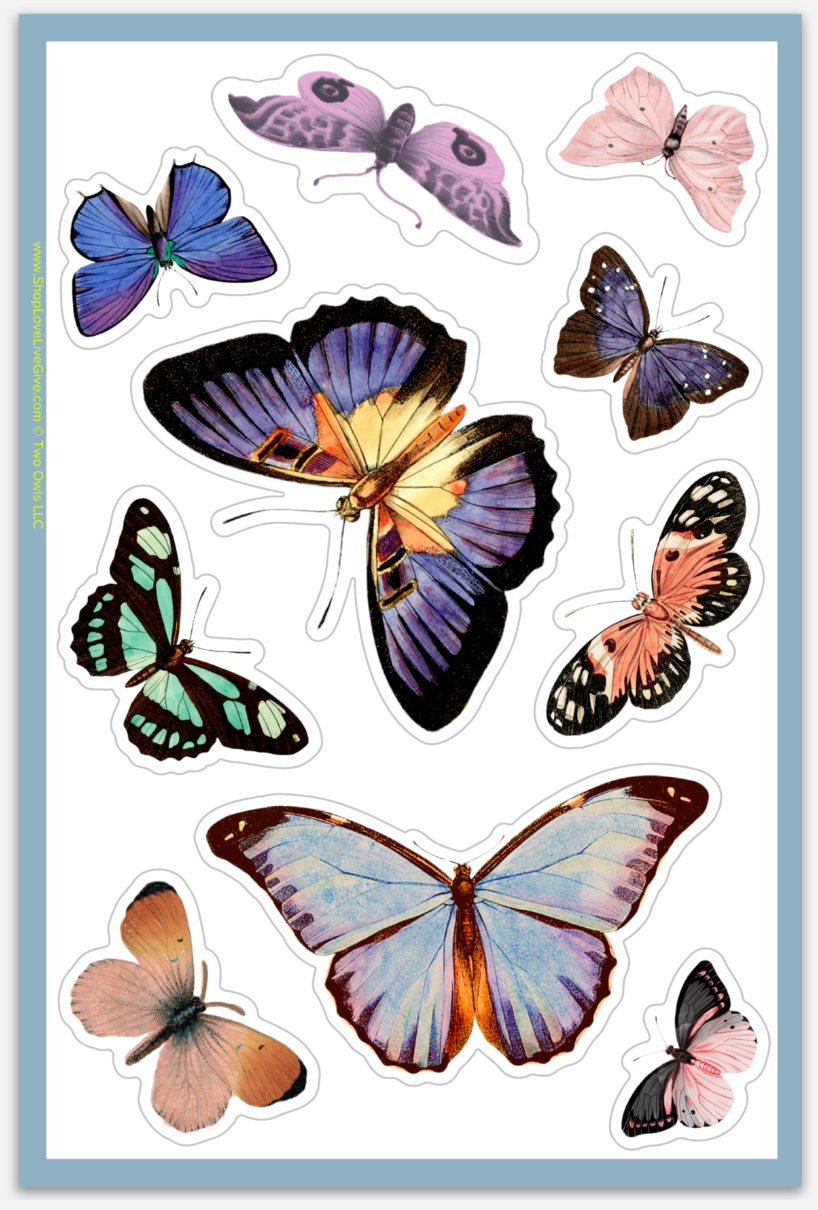 Assorted Butterfly Sheet of Stickers