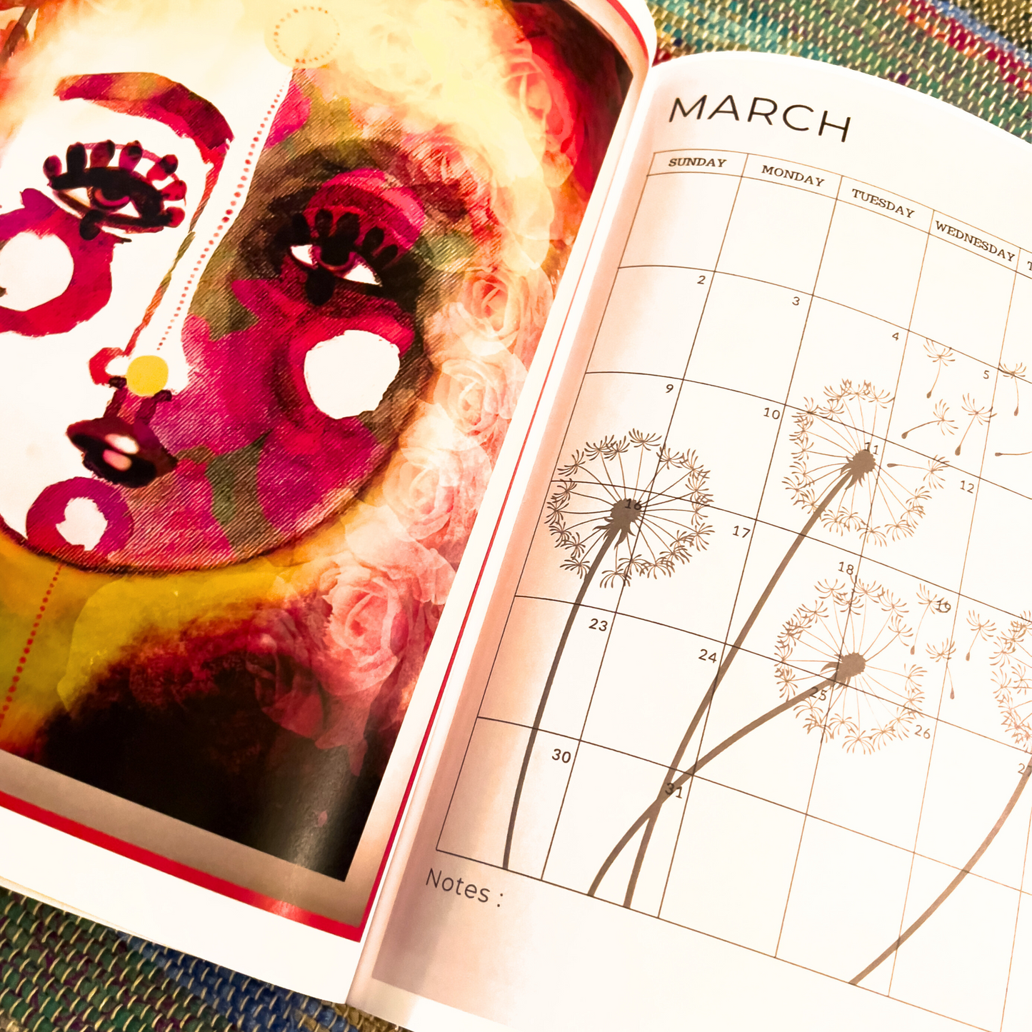 Monthly Planner and Journal with Fill In Calendar: Art by Mona Anastas