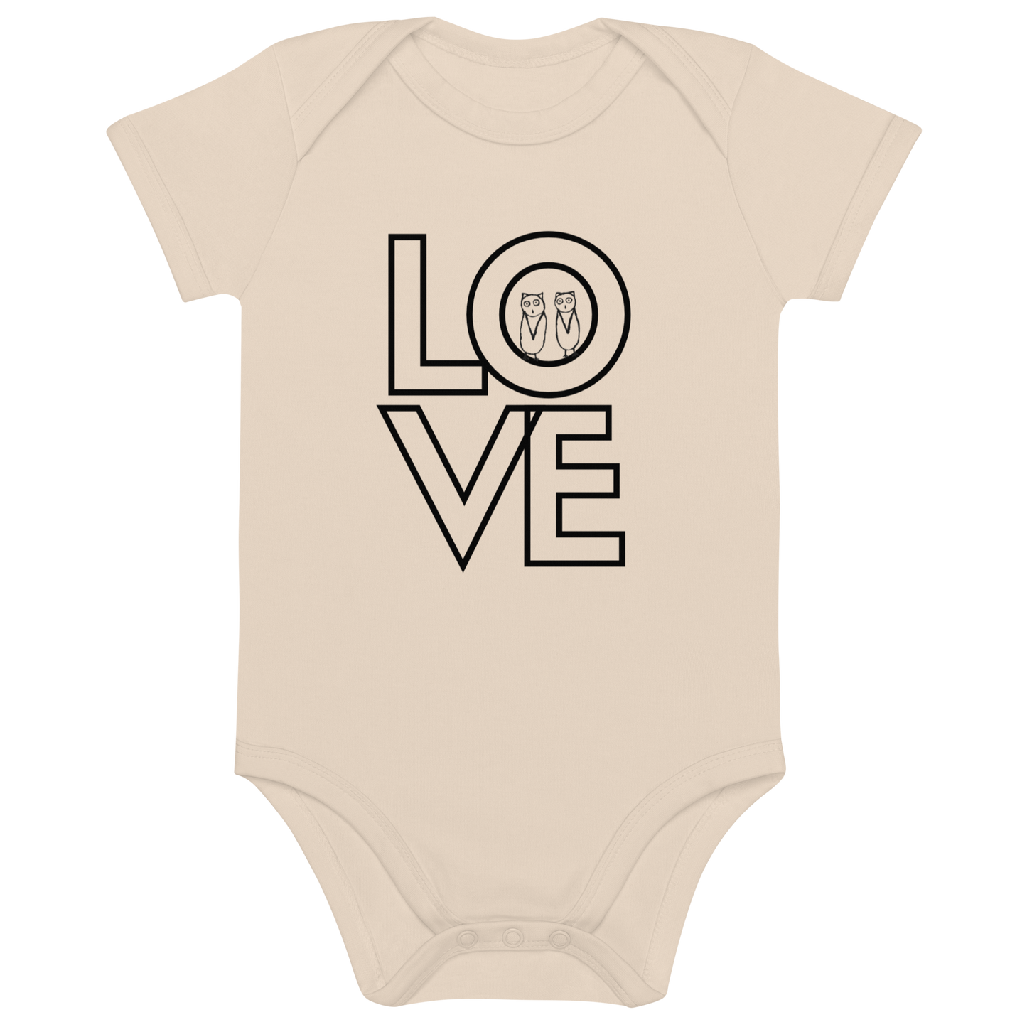 Two Owls LOVE Owls Organic cotton baby romper