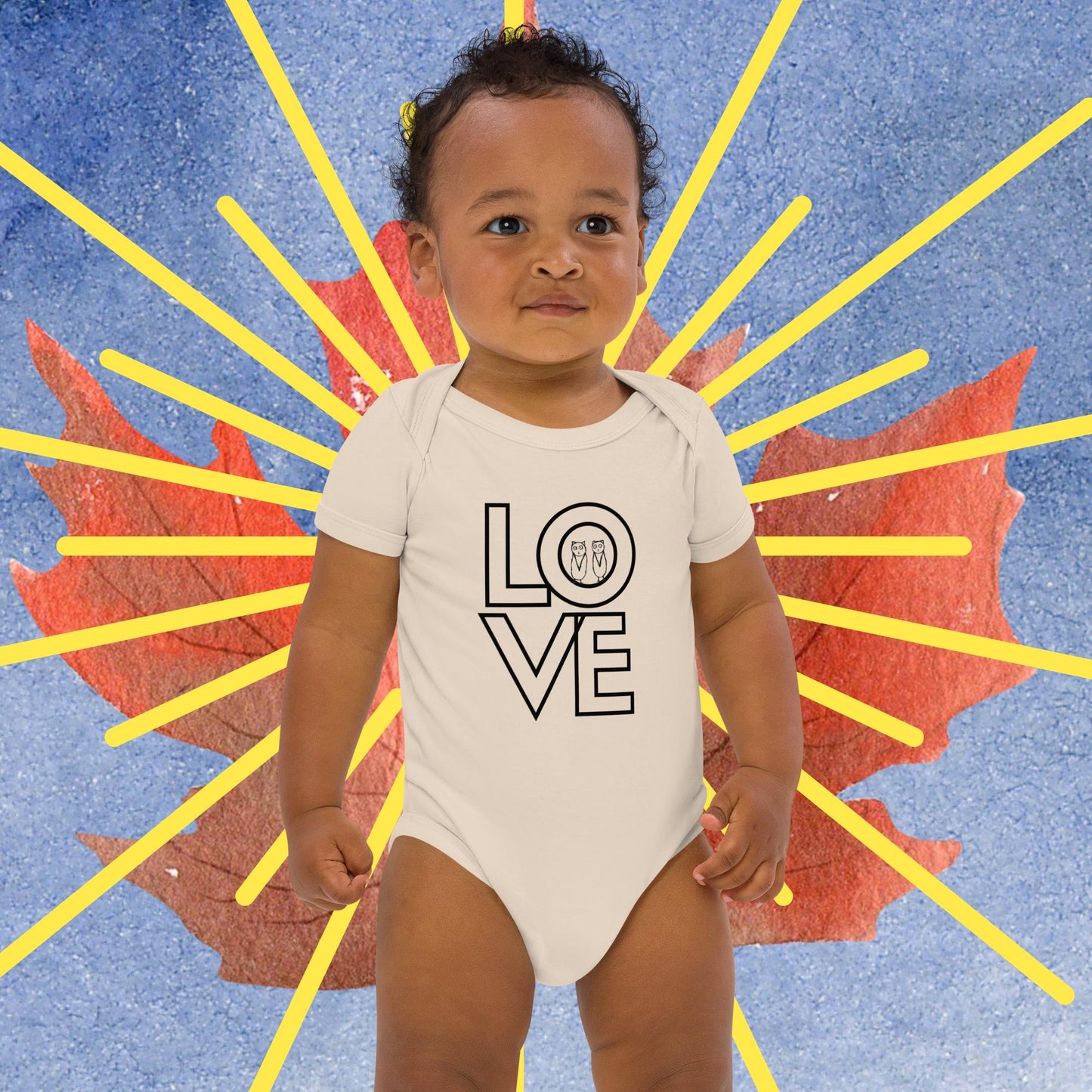 Two Owls LOVE Owls Organic cotton baby romper