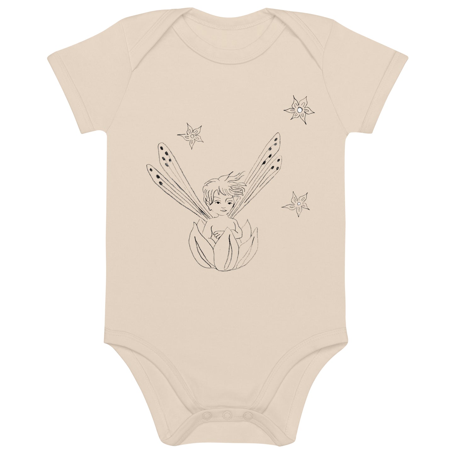 Two Owls Fairy in a Boat Organic cotton baby romper