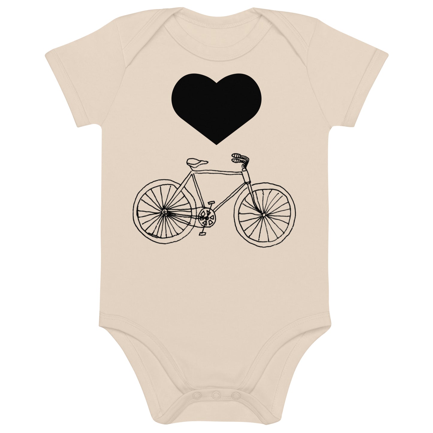 Two Owls Bicycle Heart Organic cotton baby romper