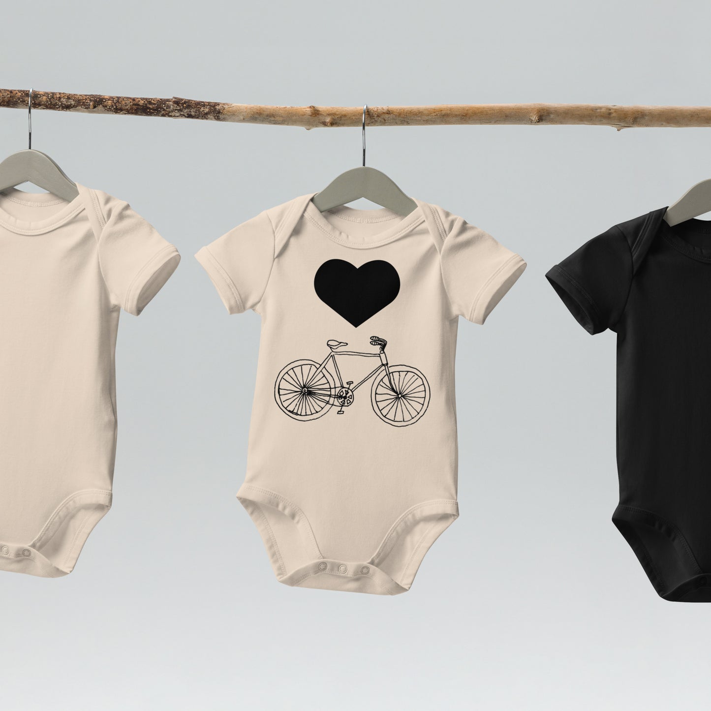 Two Owls Bicycle Heart Organic cotton baby romper