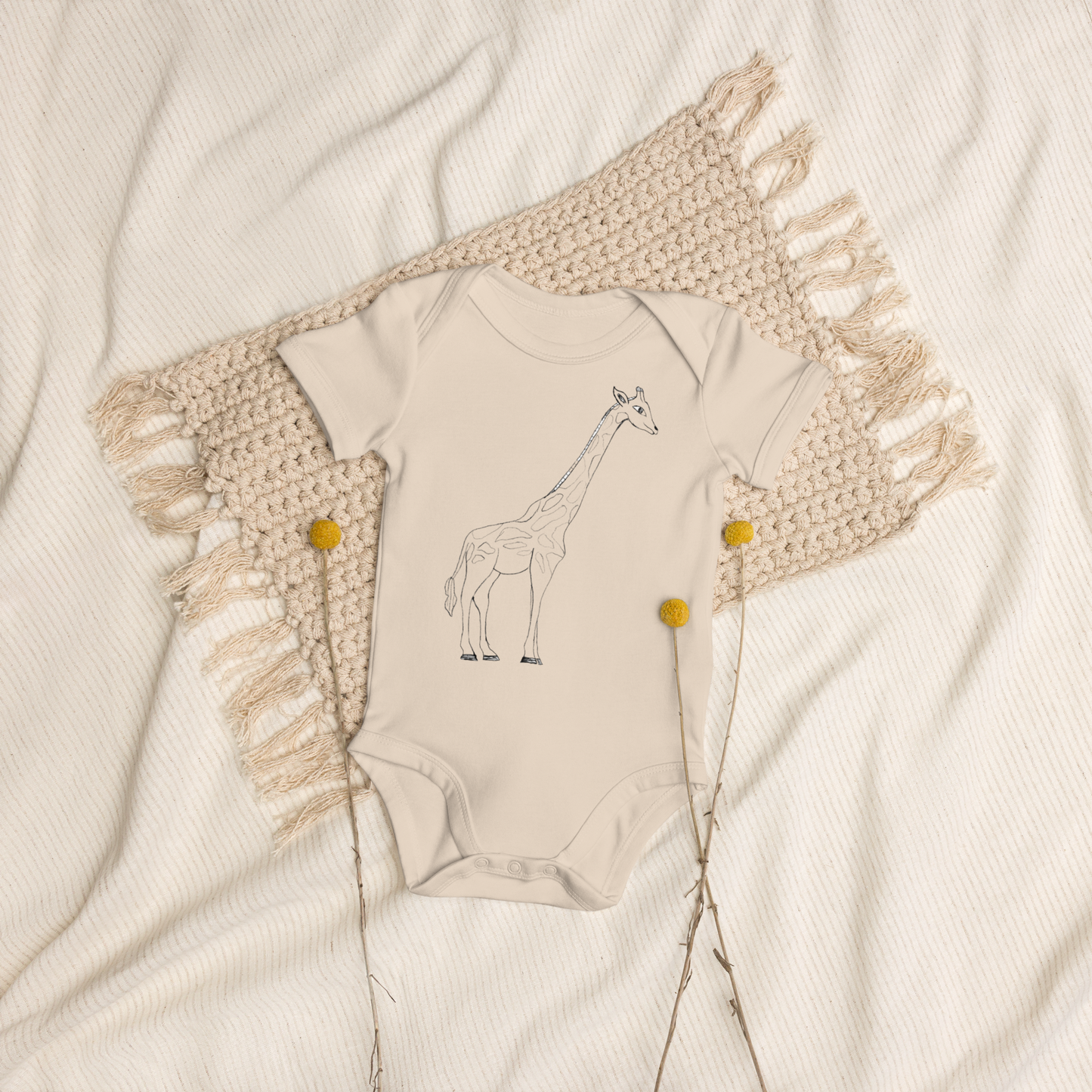 Two Owls Giraffe Organic cotton baby romper