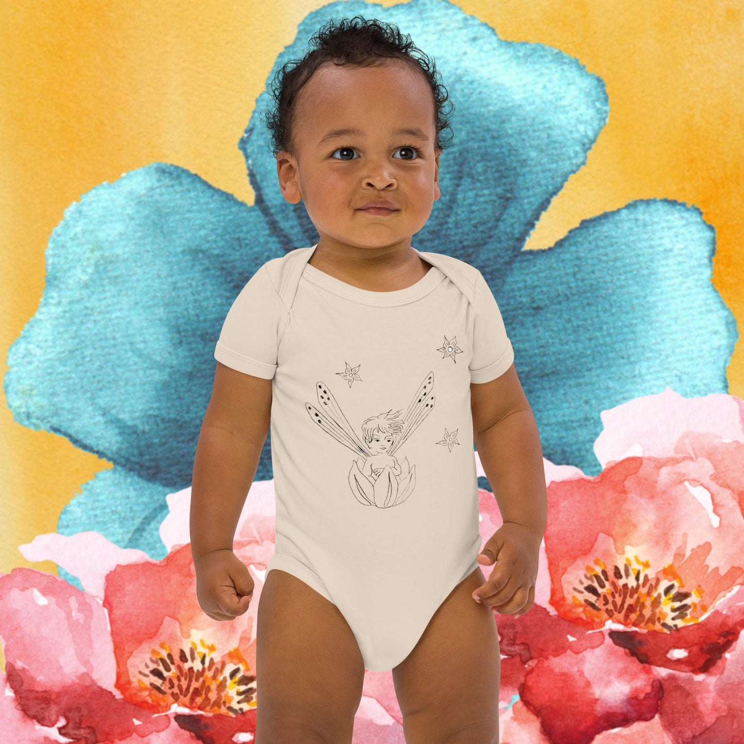 Two Owls Fairy in a Boat Organic cotton baby romper