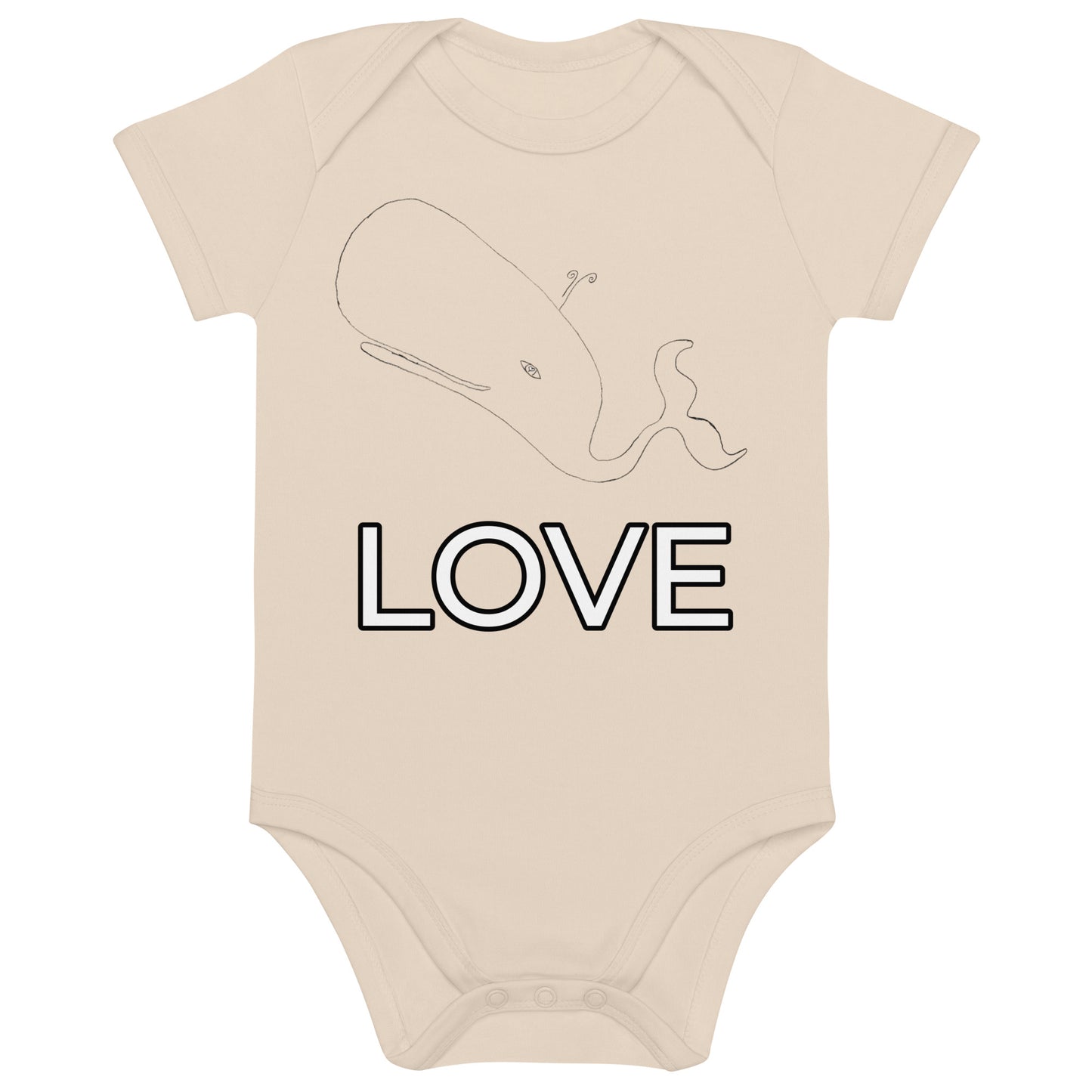 Two Owls LOVE Whale Organic cotton baby romper