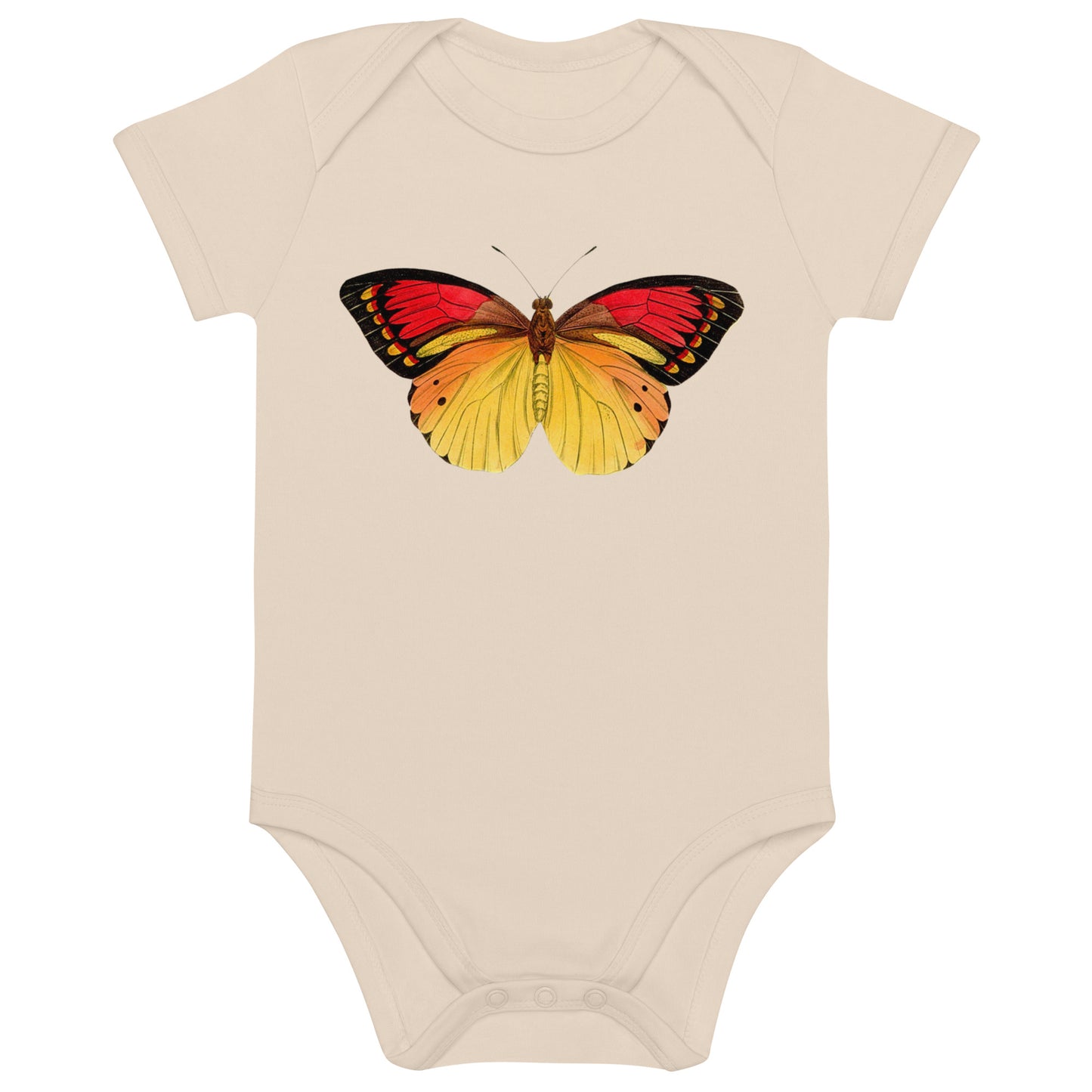 Two Owls Red/Yellow Butterfly Organic cotton baby romper