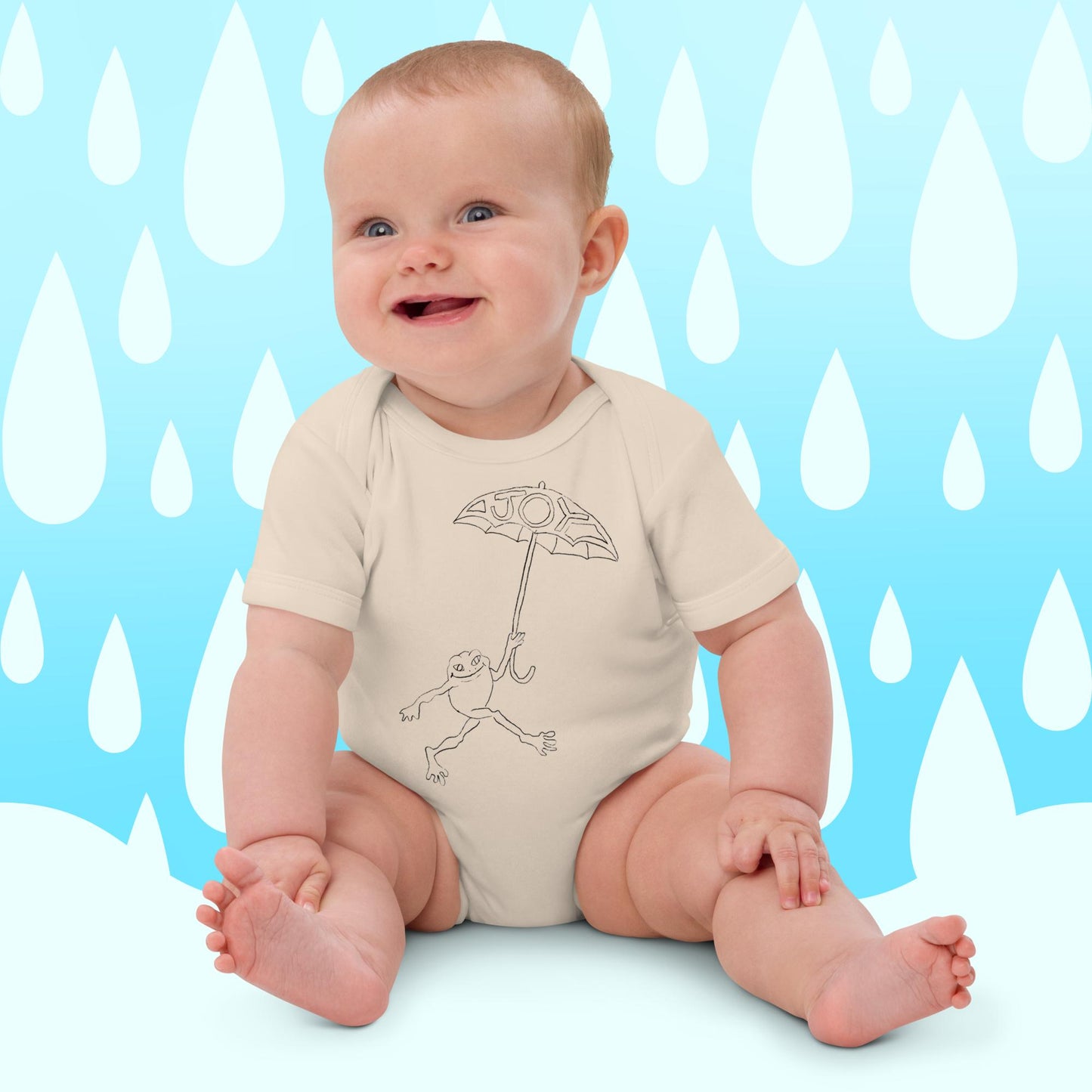 Two Owls Joy Frog Organic cotton baby romper