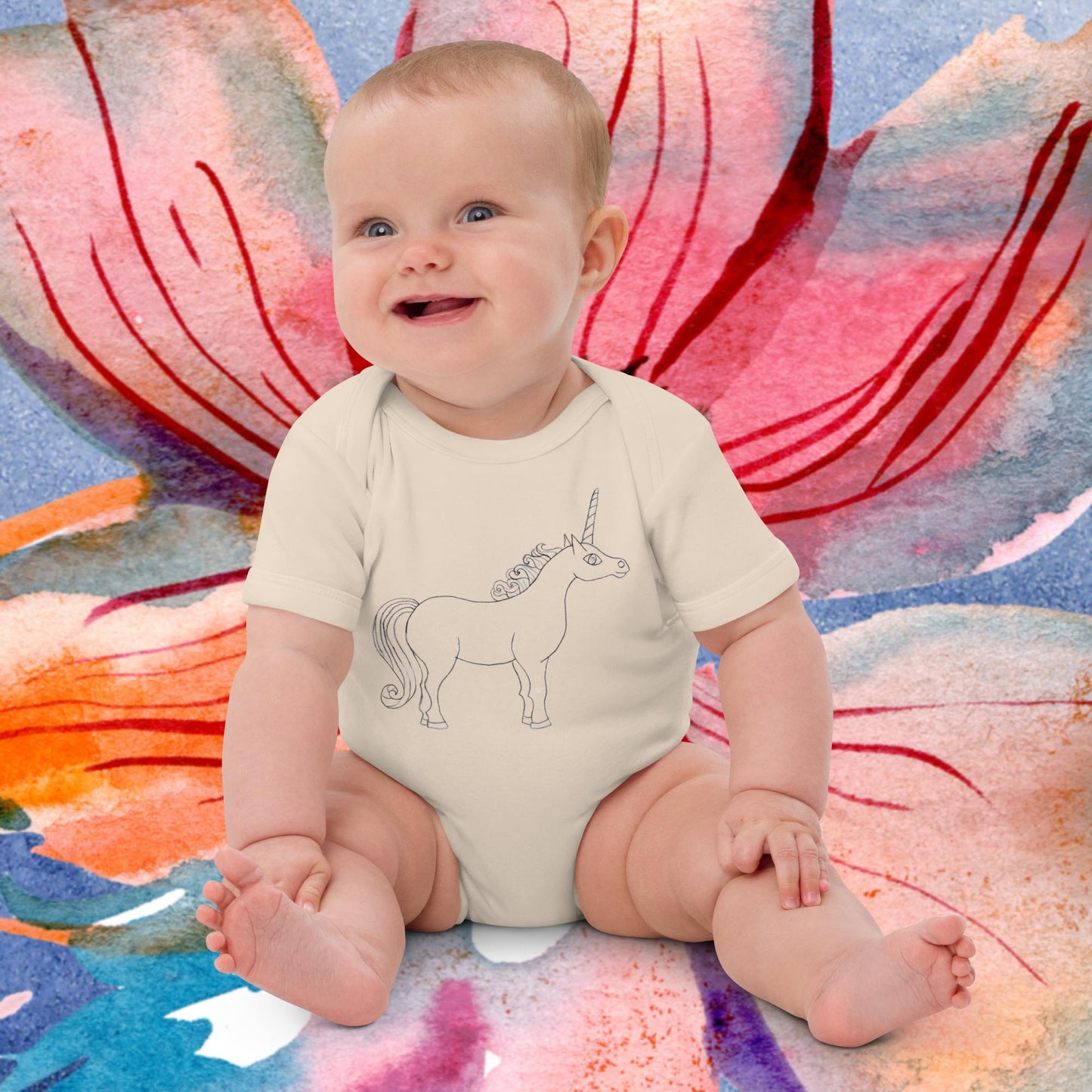 Two Owls Unicorn Organic cotton baby romper