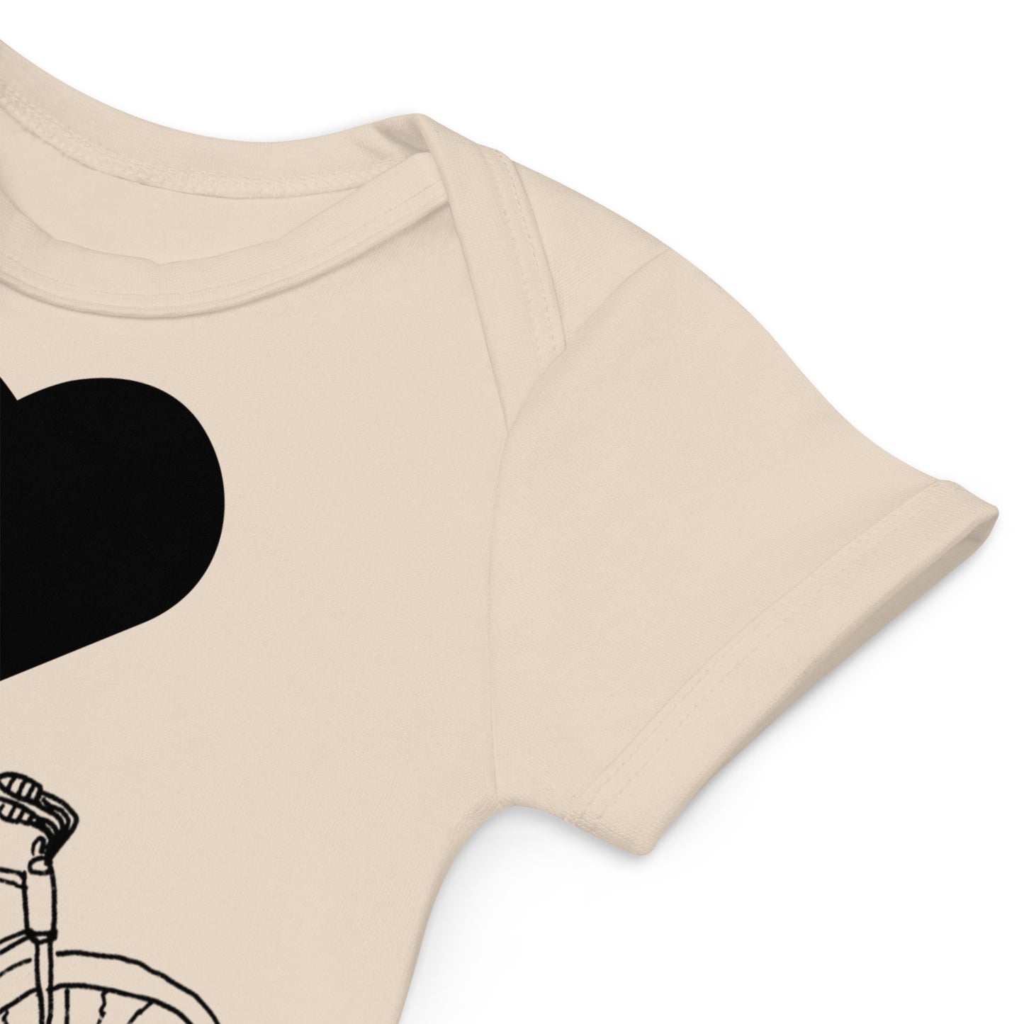 Two Owls Bicycle Heart Organic cotton baby romper