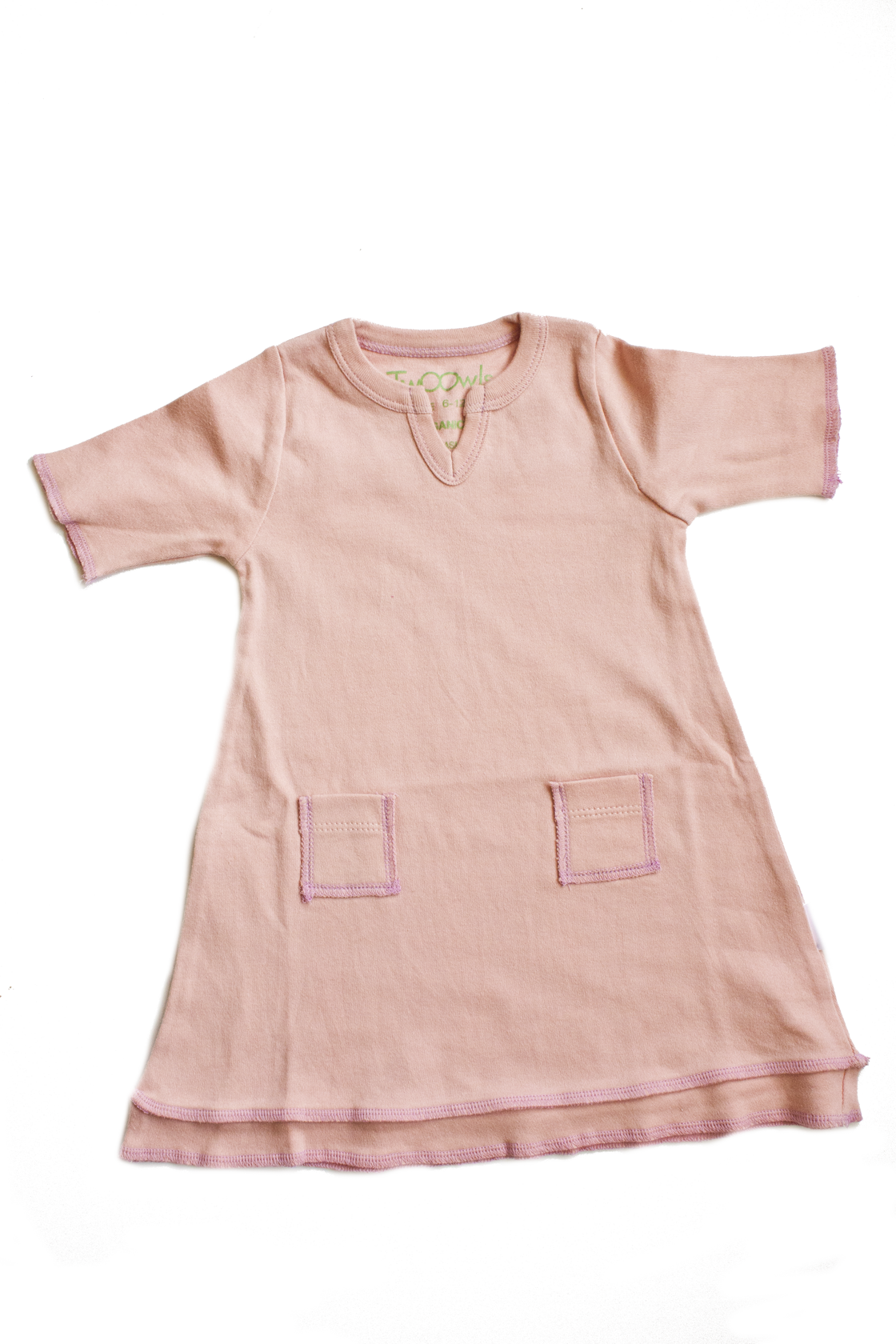 TwOOwls Salmon/Pink Baby Tunic Dress -100% organic cotton