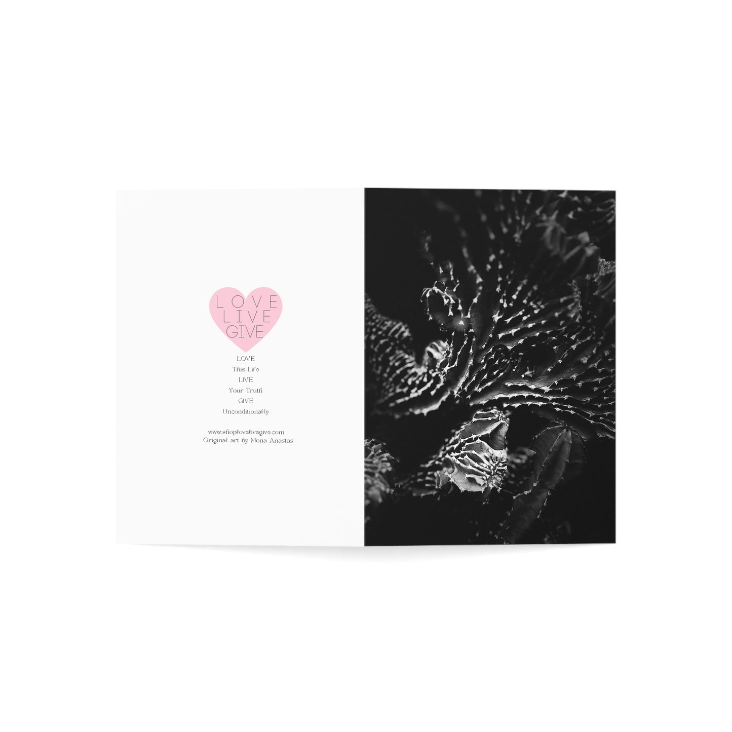 Fan Cactus in Black & White Greeting Card (1pc or 10pc)