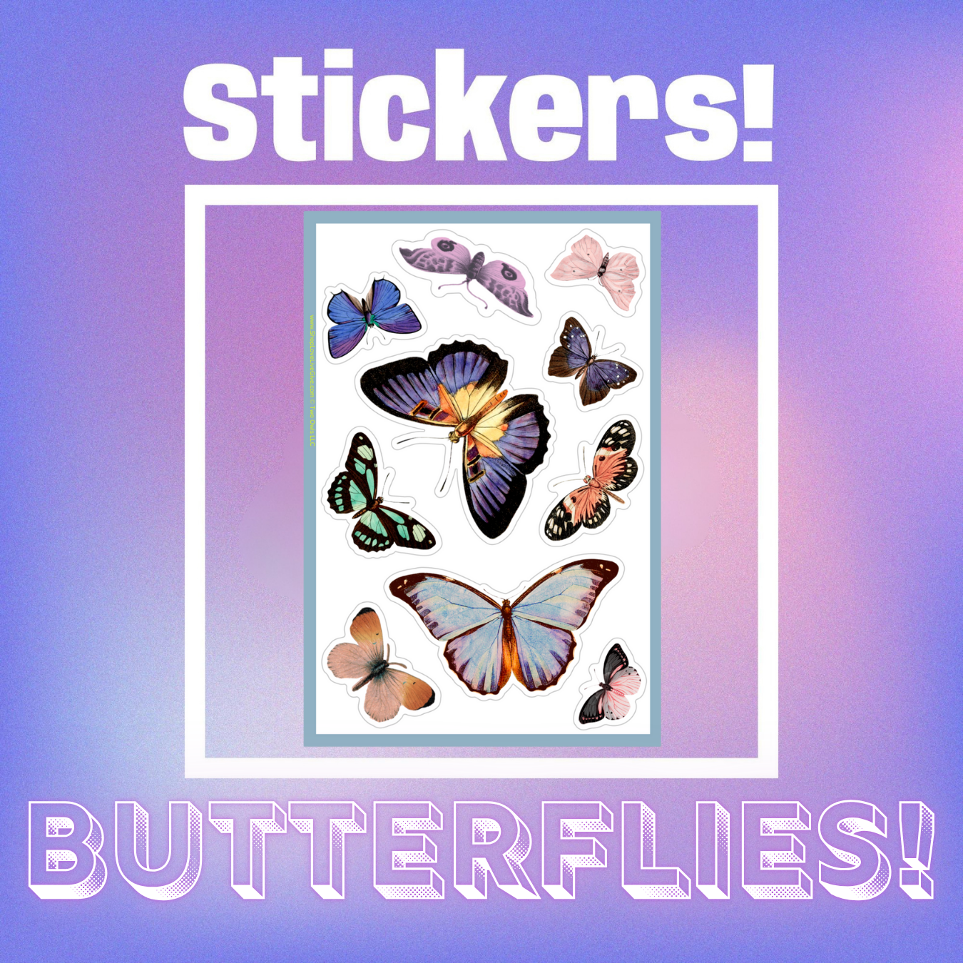Assorted Butterfly Sheet of Stickers
