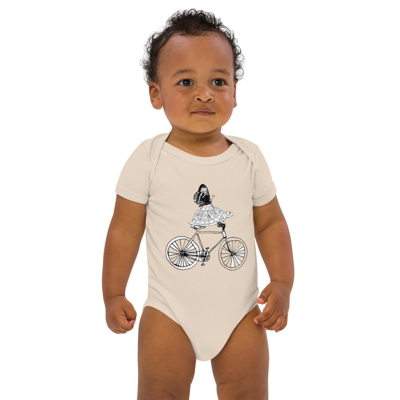 Organic Butterfly, Love Turtle & Bicycle Short Sleeve Romper