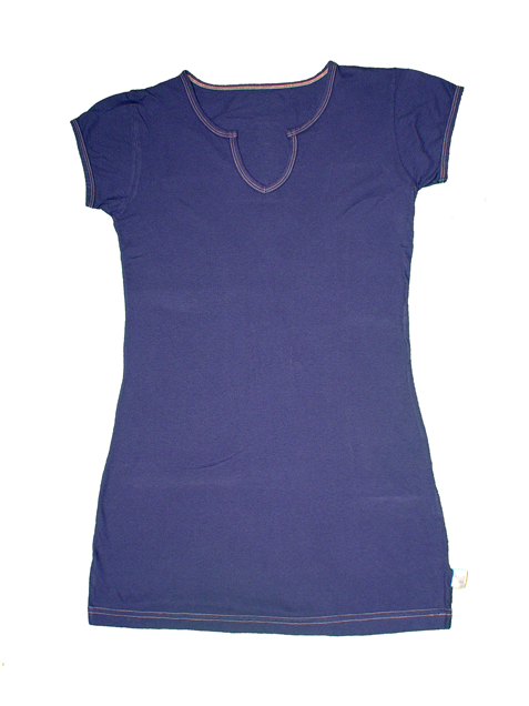 TwOOwls Navy/Coral Women's Short Sleeve Tunic Tee -100% organic cotton-Made in the USA