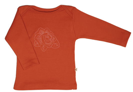 TwOOwls Orange/Pink Rose Long Sleeve Tee -100% organic cotton