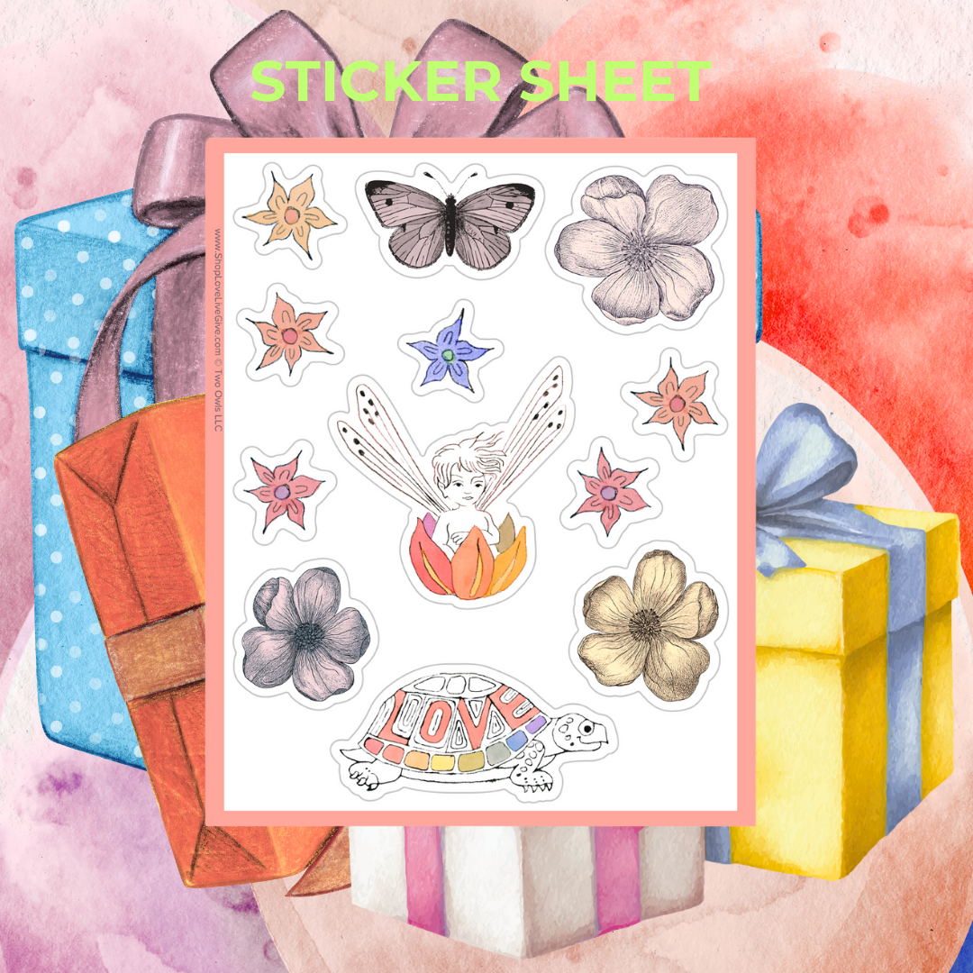 Fairy Boat and Love turtle Sheet of Stickers