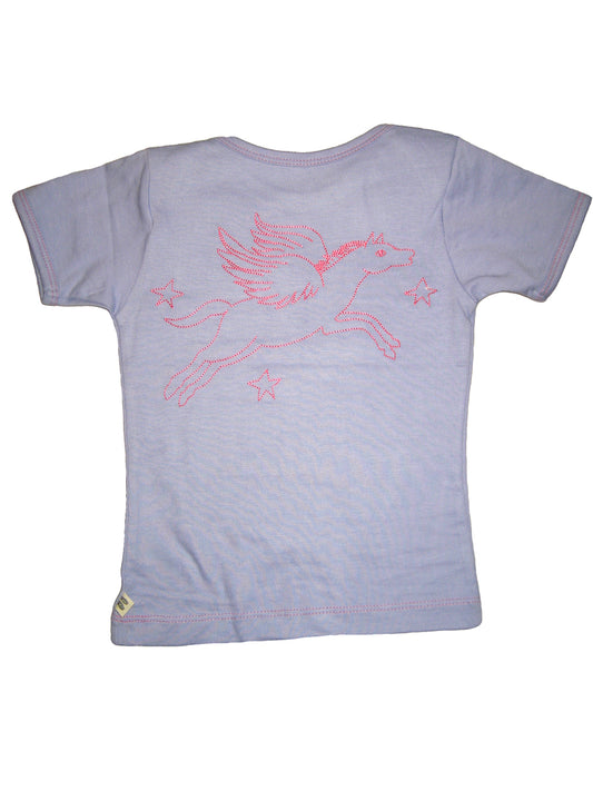 TwOOwls Purple/Pink Pegasus and Star Short Sleeve Tee -100% organic cotton