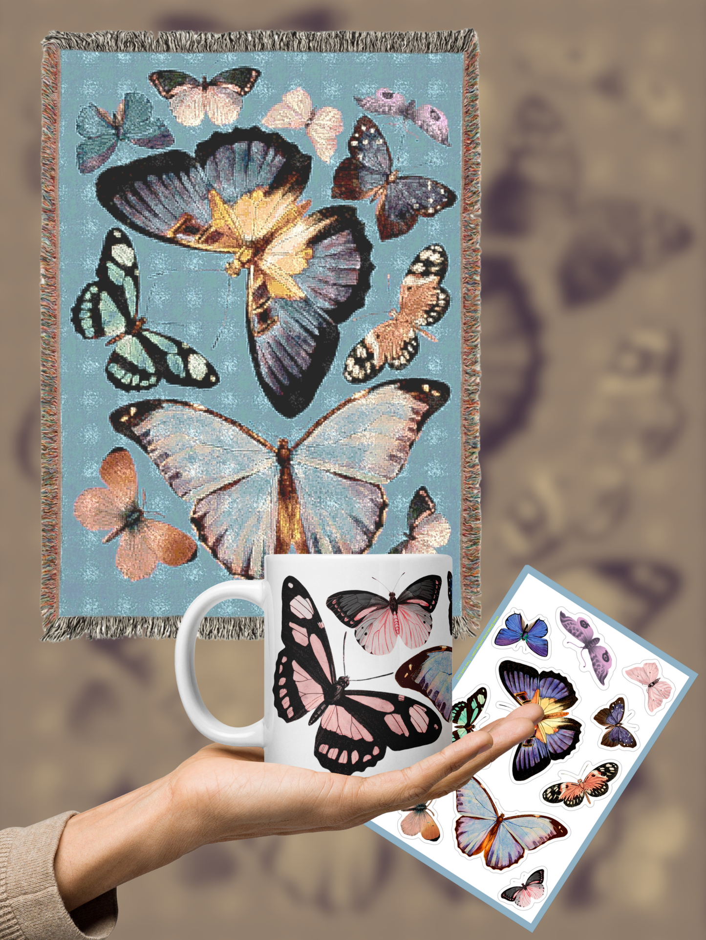 Butterfly Blanket and Mug Gift Set