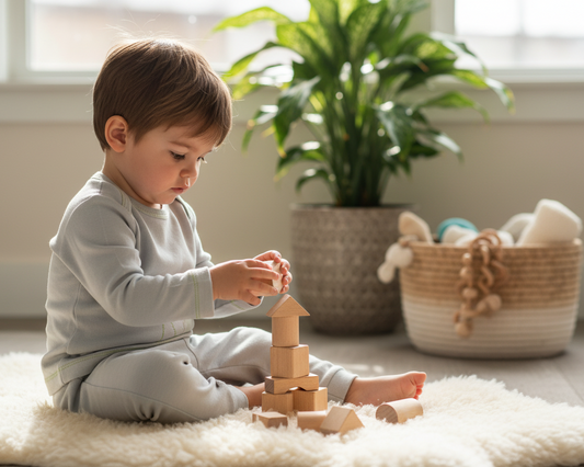 Grey/Green Two Owls Baby Long Sleeve Tee