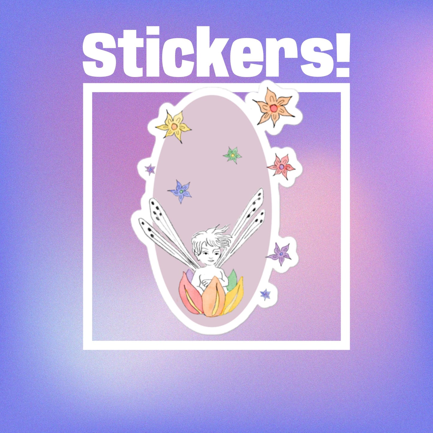 Rainbow/Lavender Fairy Boat Sticker