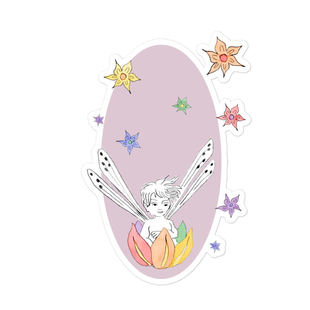 Rainbow/Lavender Fairy Boat Sticker