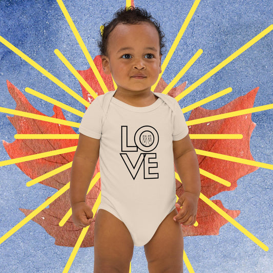 LOVE Owls Organic cotton baby bodysuit