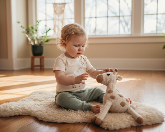 Two Owls Giraffe Organic cotton baby romper