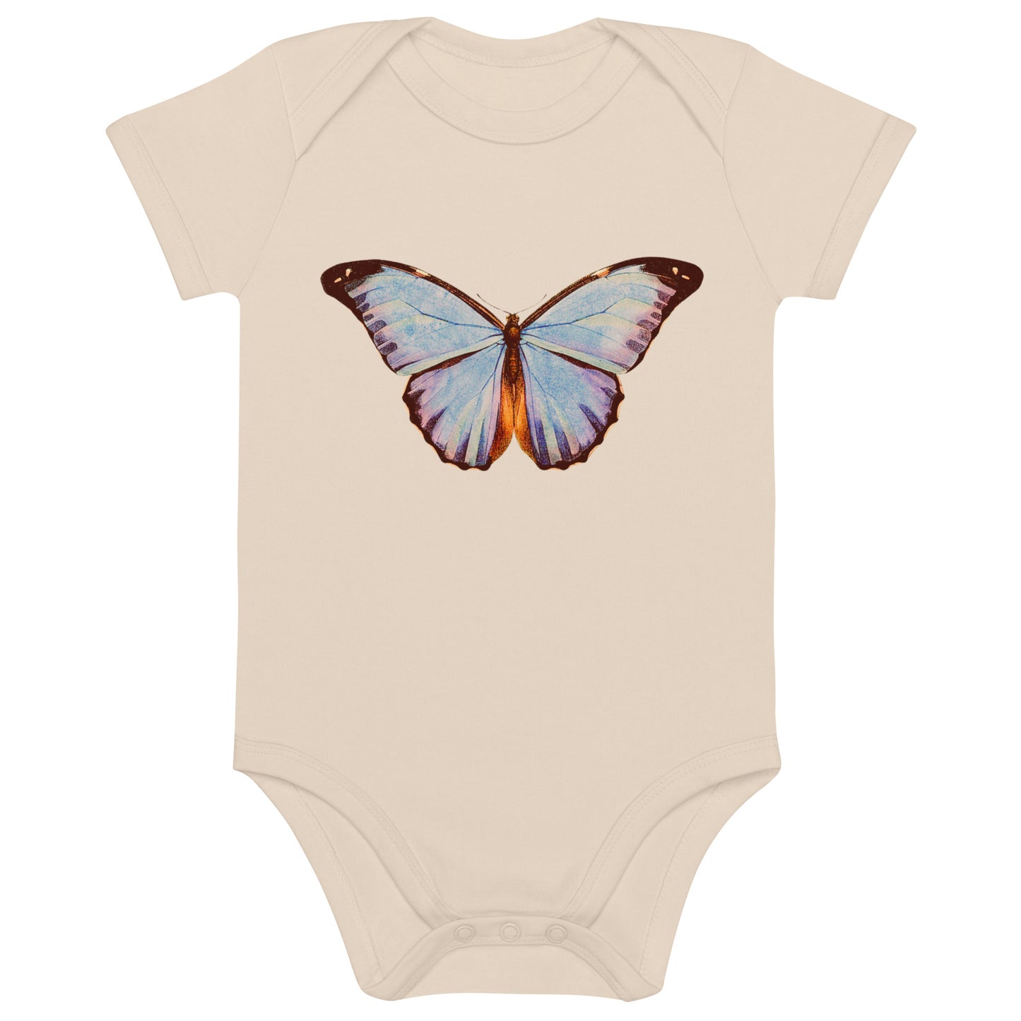 Two Owls Lt. Blue Butterfly Organic cotton baby romper