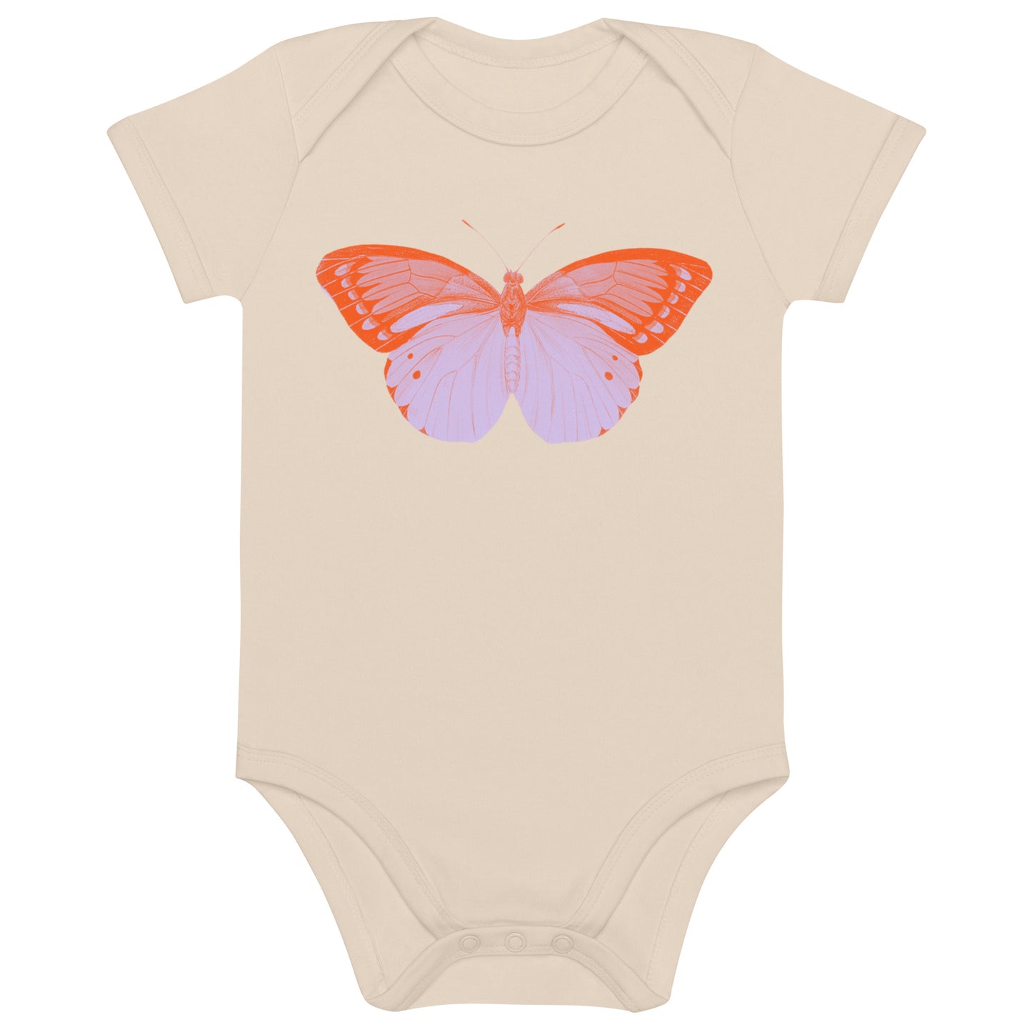 Two Owls Orange/Lavender Butterfly Organic cotton baby romper