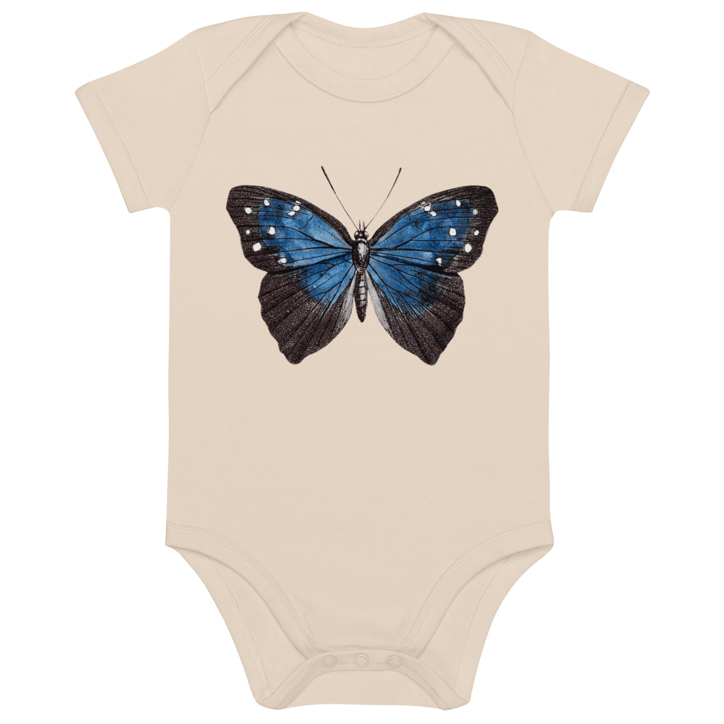 Two Owls Black/Blue Butterfly Organic cotton romper