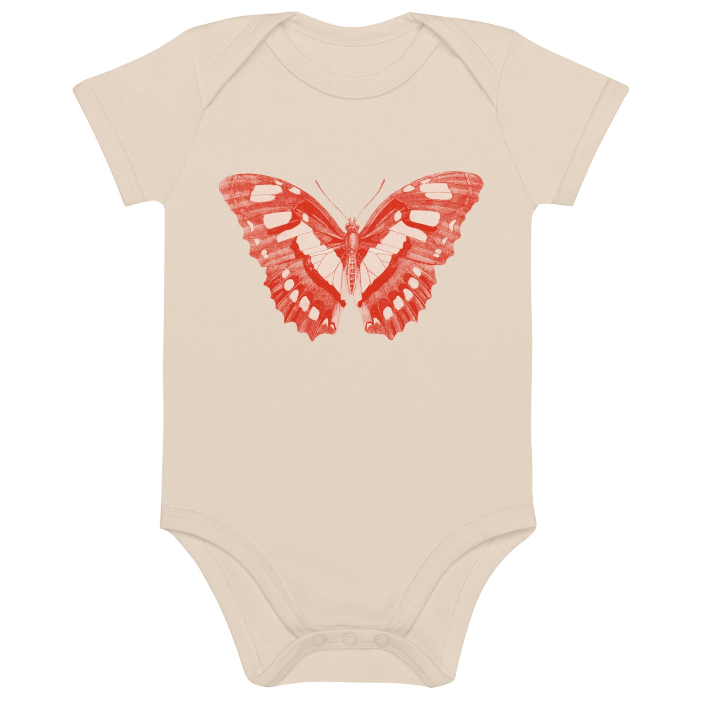 Two Owls Red/Red Butterfly Organic cotton baby romper