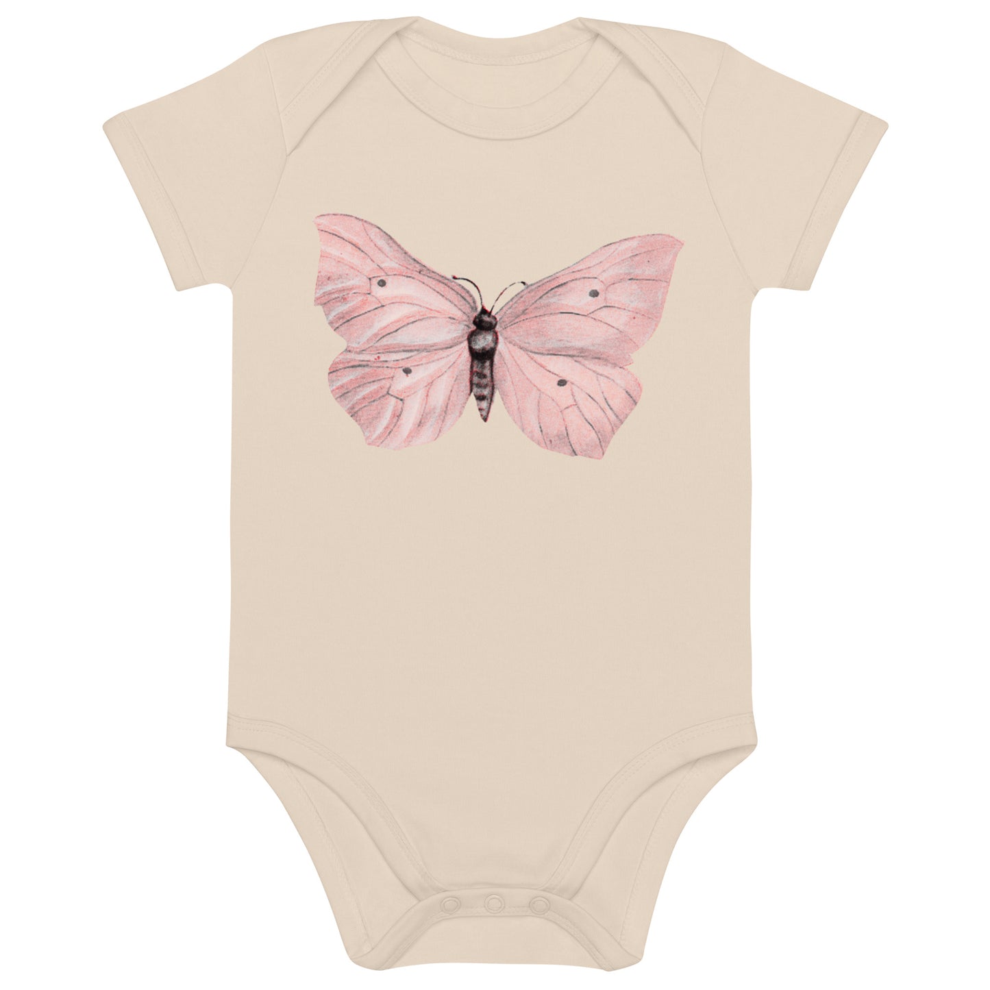 Two Owls Little Pink Butterfly Organic cotton baby romper