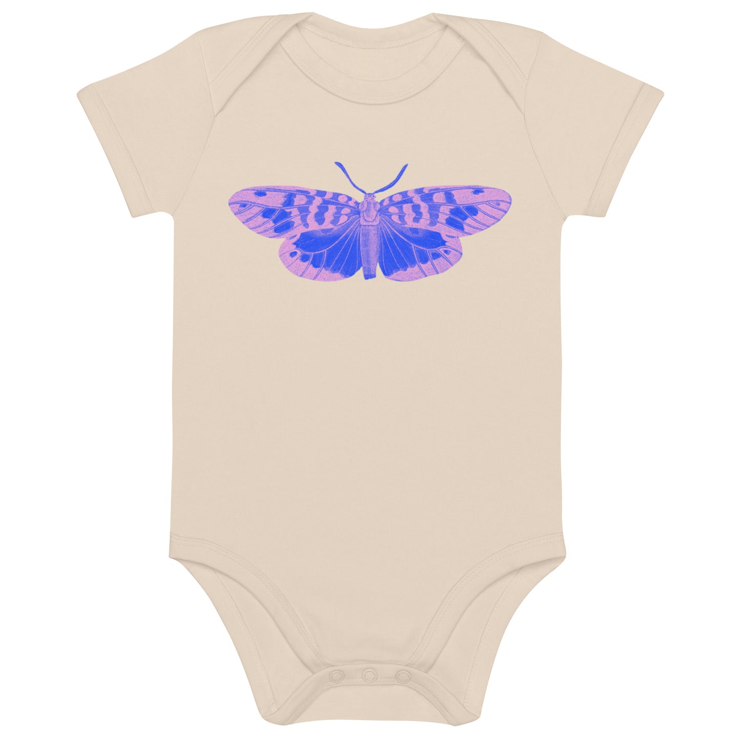 Two Owls Little Blue/Lavender Butterfly Organic cotton baby romper