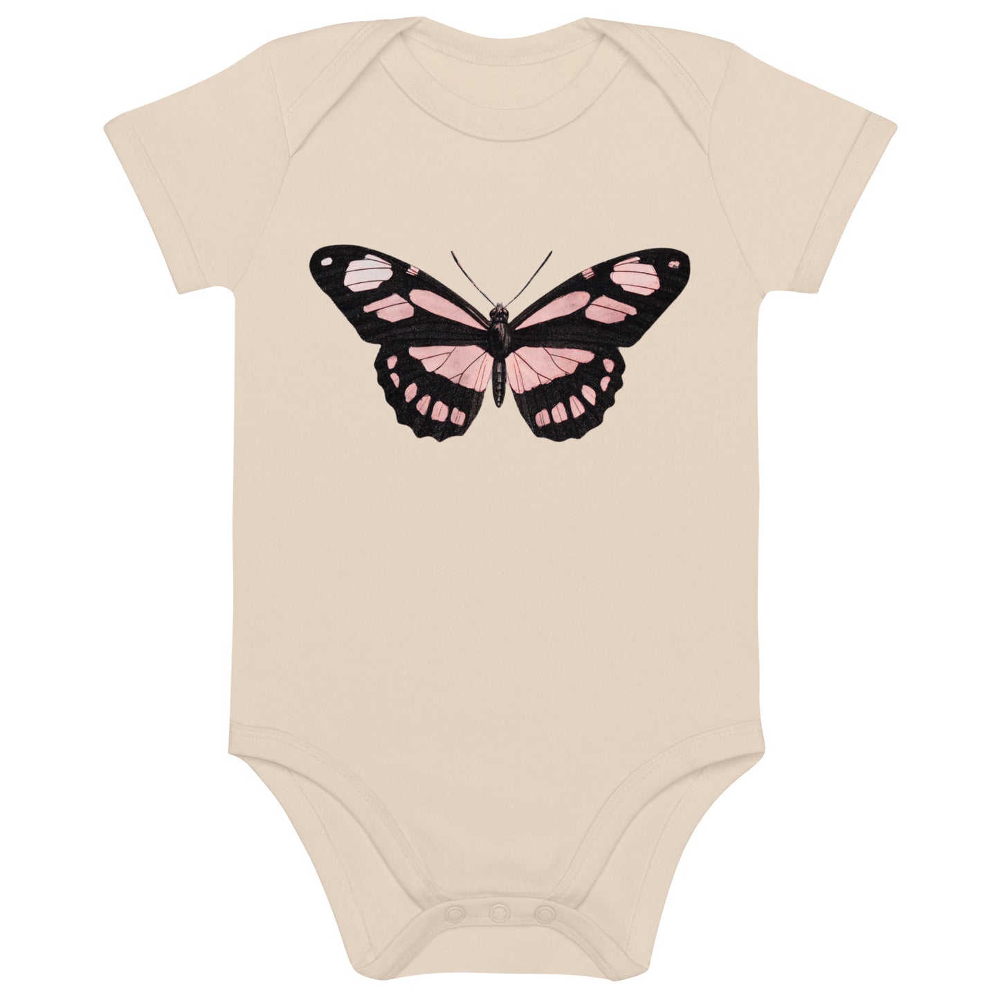 Two Owls Black/Red Butterfly Organic cotton baby romper