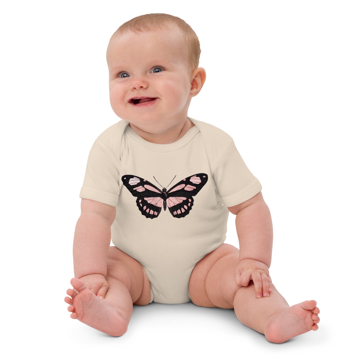 Two Owls Black/Red Butterfly Organic cotton baby romper