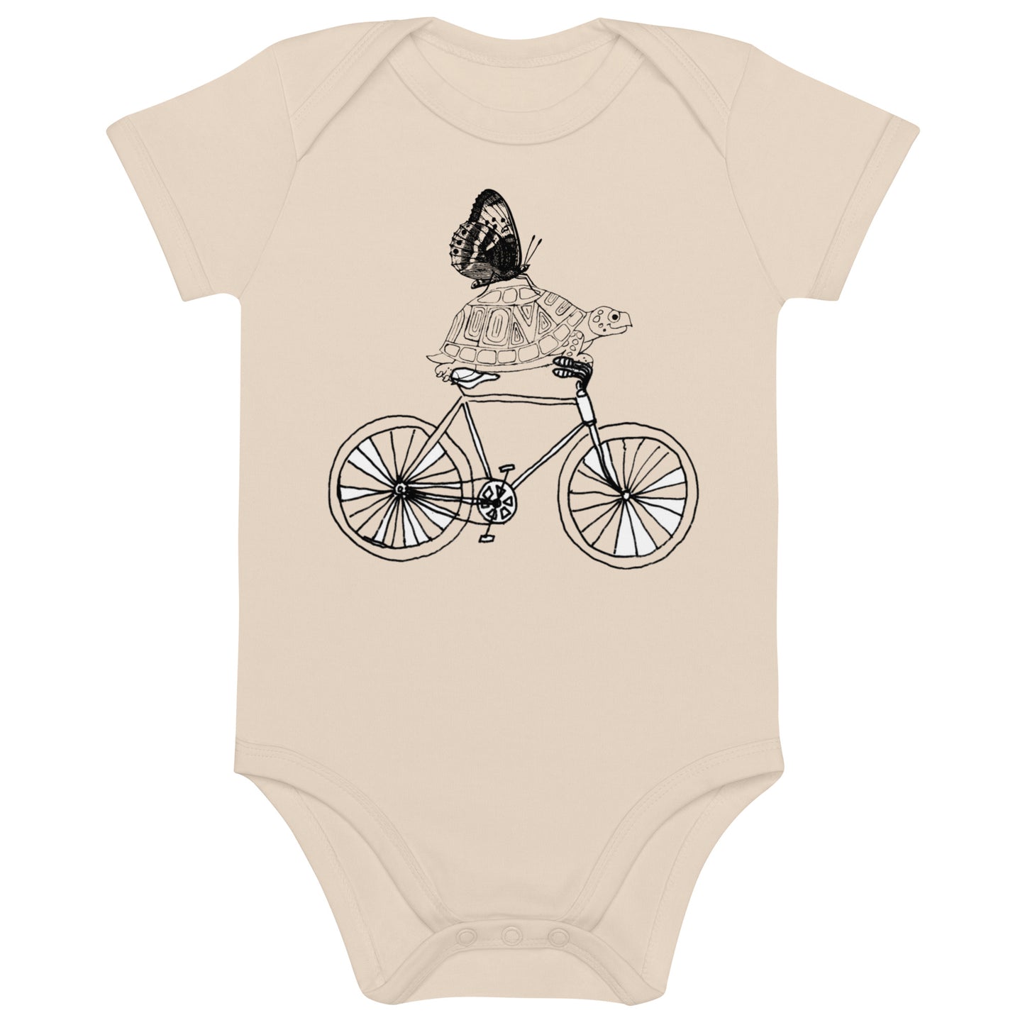 Two Owls Bicycle, LOVE Turtle, Butterfly Organic cotton baby romper