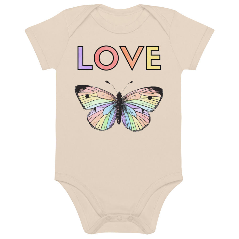 Two Owls Rainbow LOVE Butterfly Organic cotton baby romper