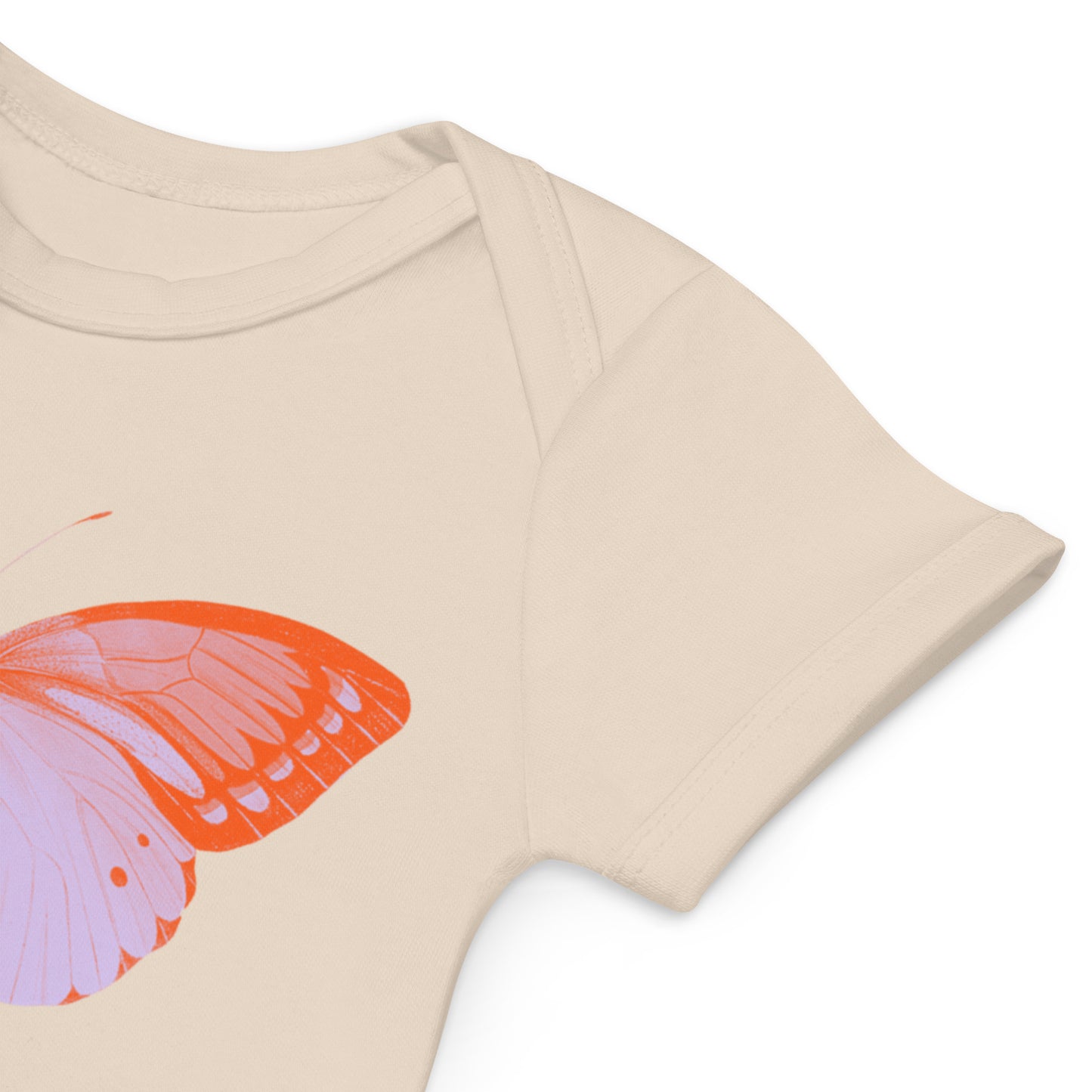 Two Owls Orange/Lavender Butterfly Organic cotton baby romper