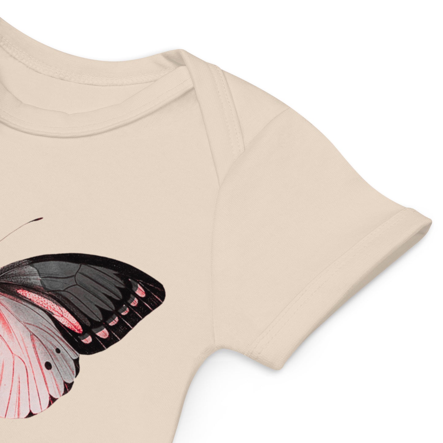 Two Owls Black/Pink Butterfly Organic cotton baby romper