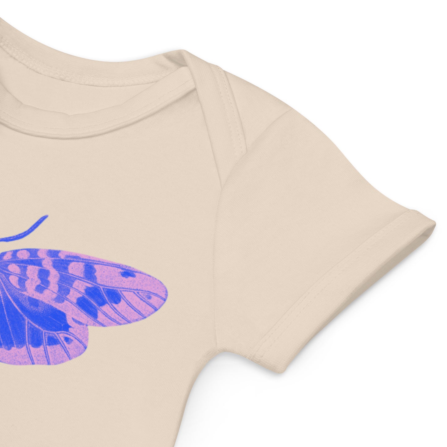 Two Owls Little Blue/Lavender Butterfly Organic cotton baby romper